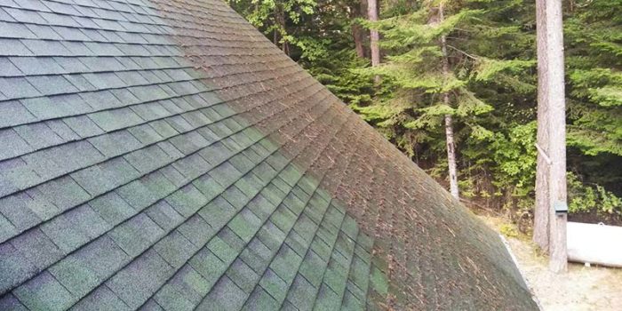 In process of roof cleaning